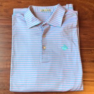 Peter Millar pink and blue stripped Polo
